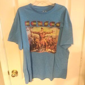 Teepublic Kansas American Rock Band T-Shirt Cotton Polyester Blue Size XL